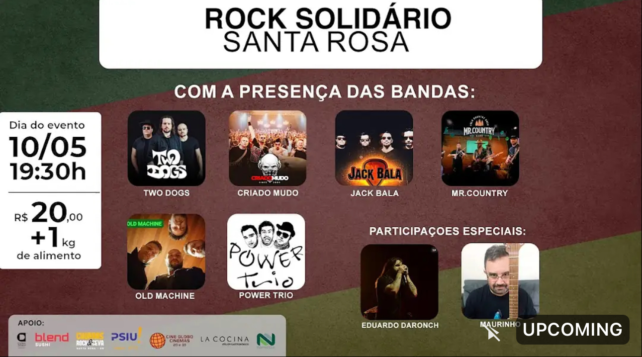 Show em benefício das vítimas das enchentes no RS
